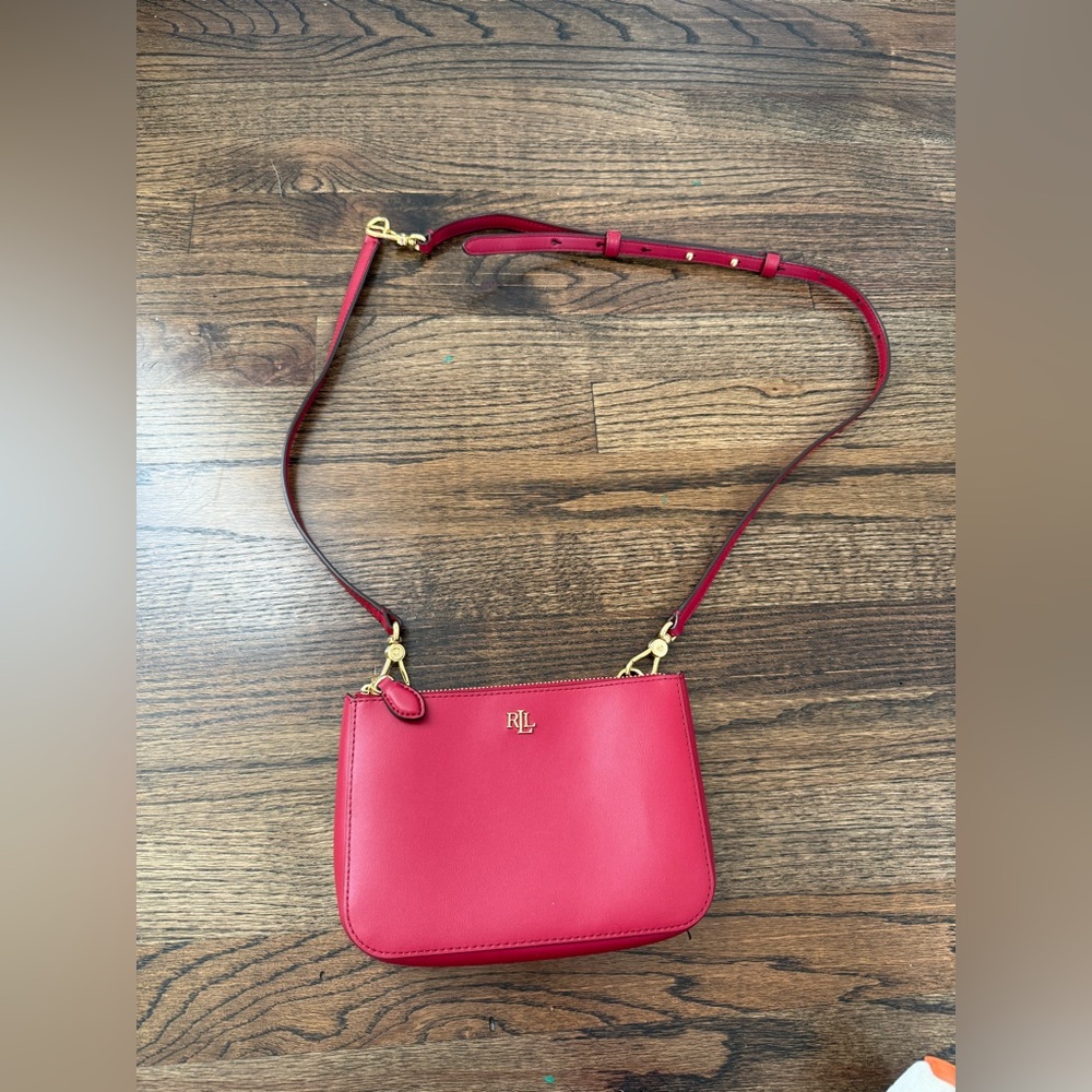 Ralph Lauren Pink Leather Crossbody with Gold Hardware